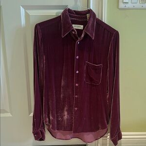 Equipment Burgundy Crushed Velvet Shirt